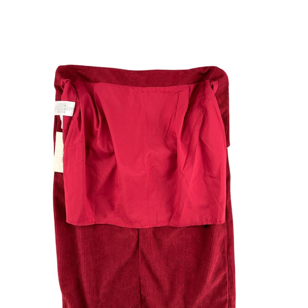 Rihoas Maroon Corduroy Midi Skirt Slit High Waist Small NWT Minimalist Casual - Picture 6 of 10